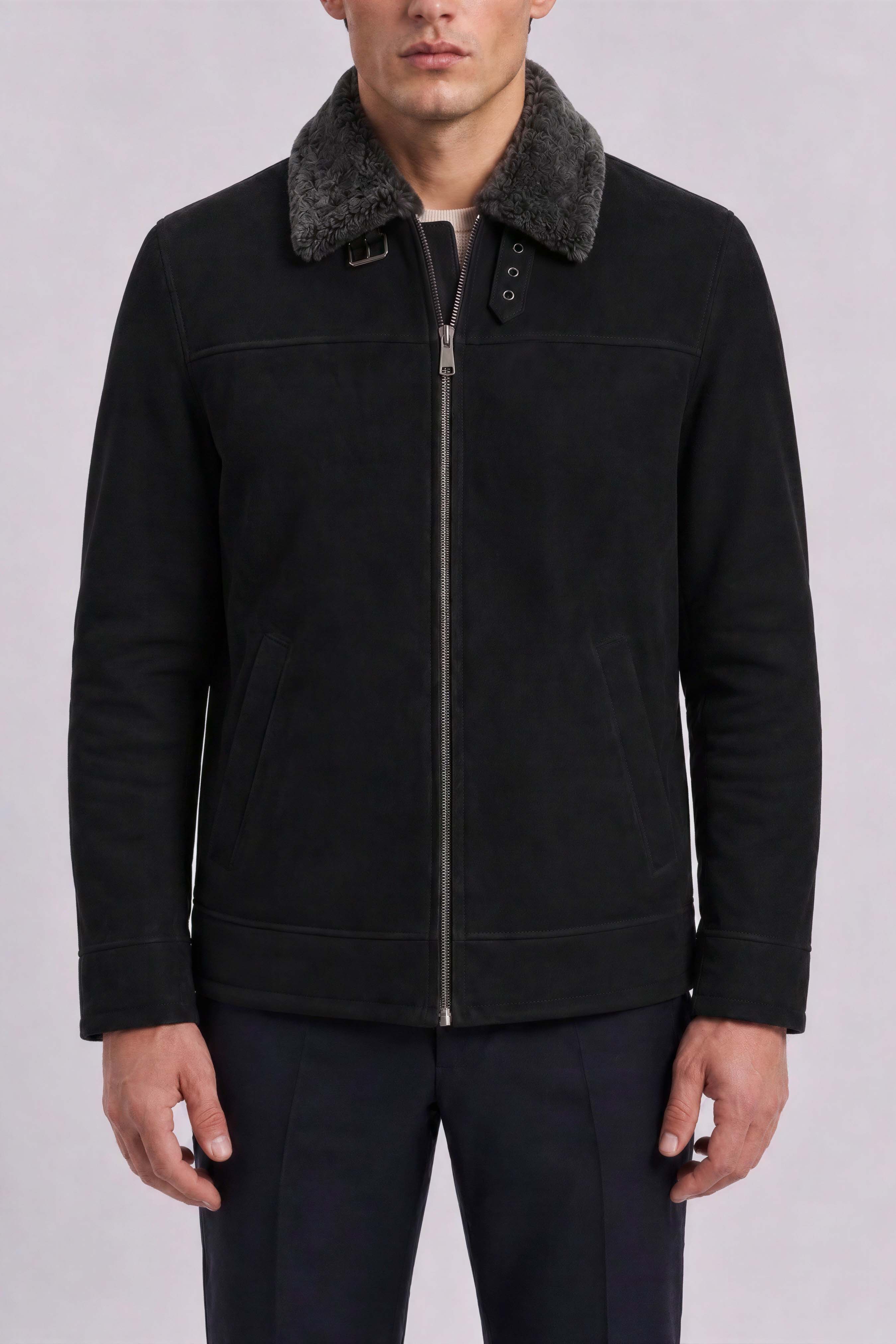 Matt Men's Shearling Sheepskin Jacket - Black