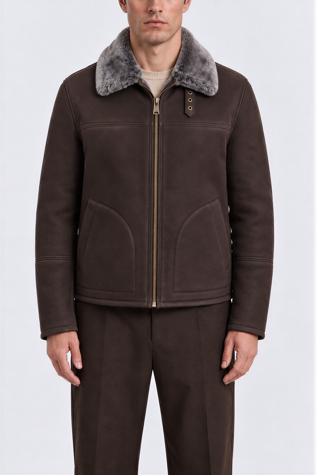 Diego Men's Shearling Sheepskin Jacket - Brown Brissa
