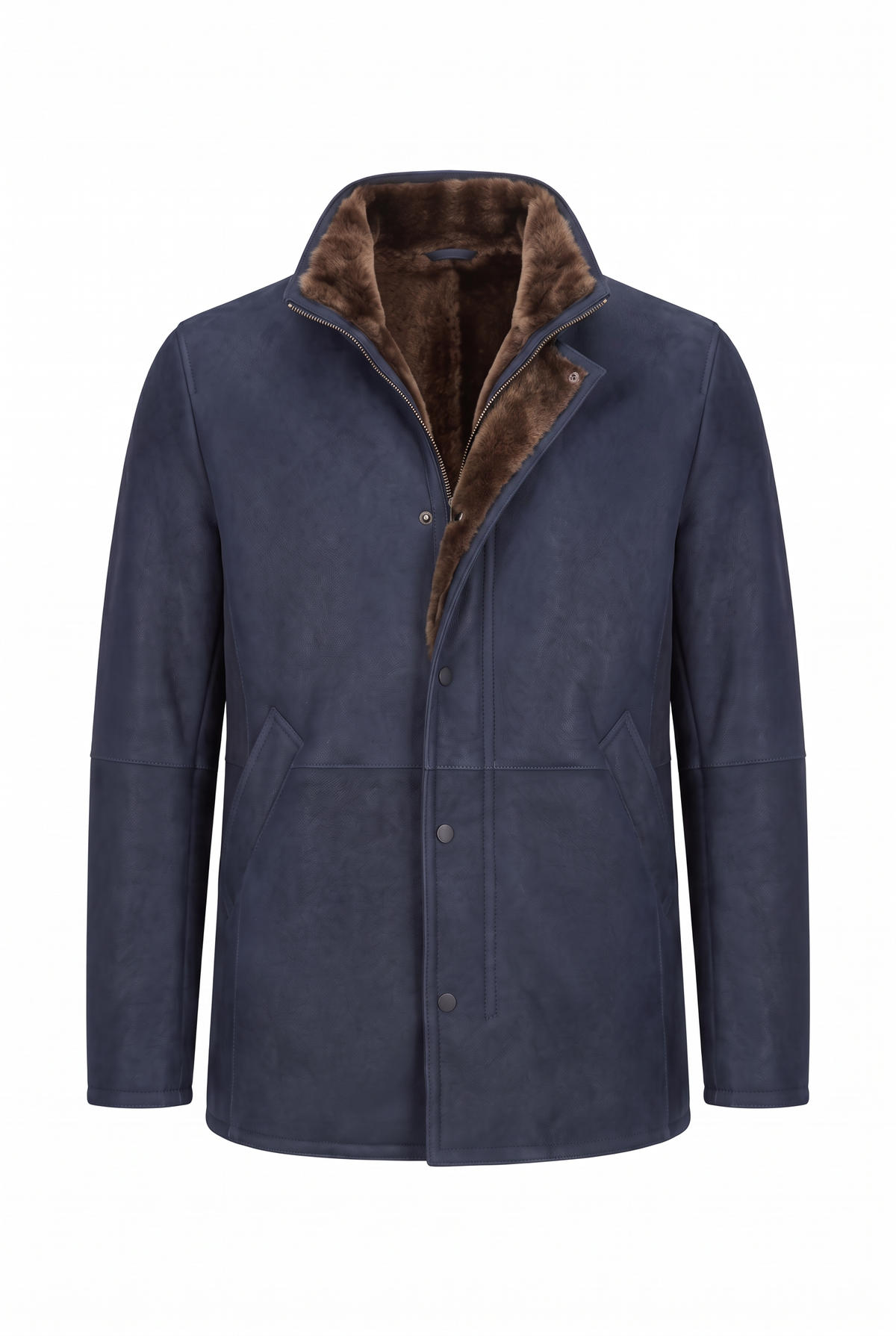 Montel Cappotto in Pelliccia di Montone - Blu Navy