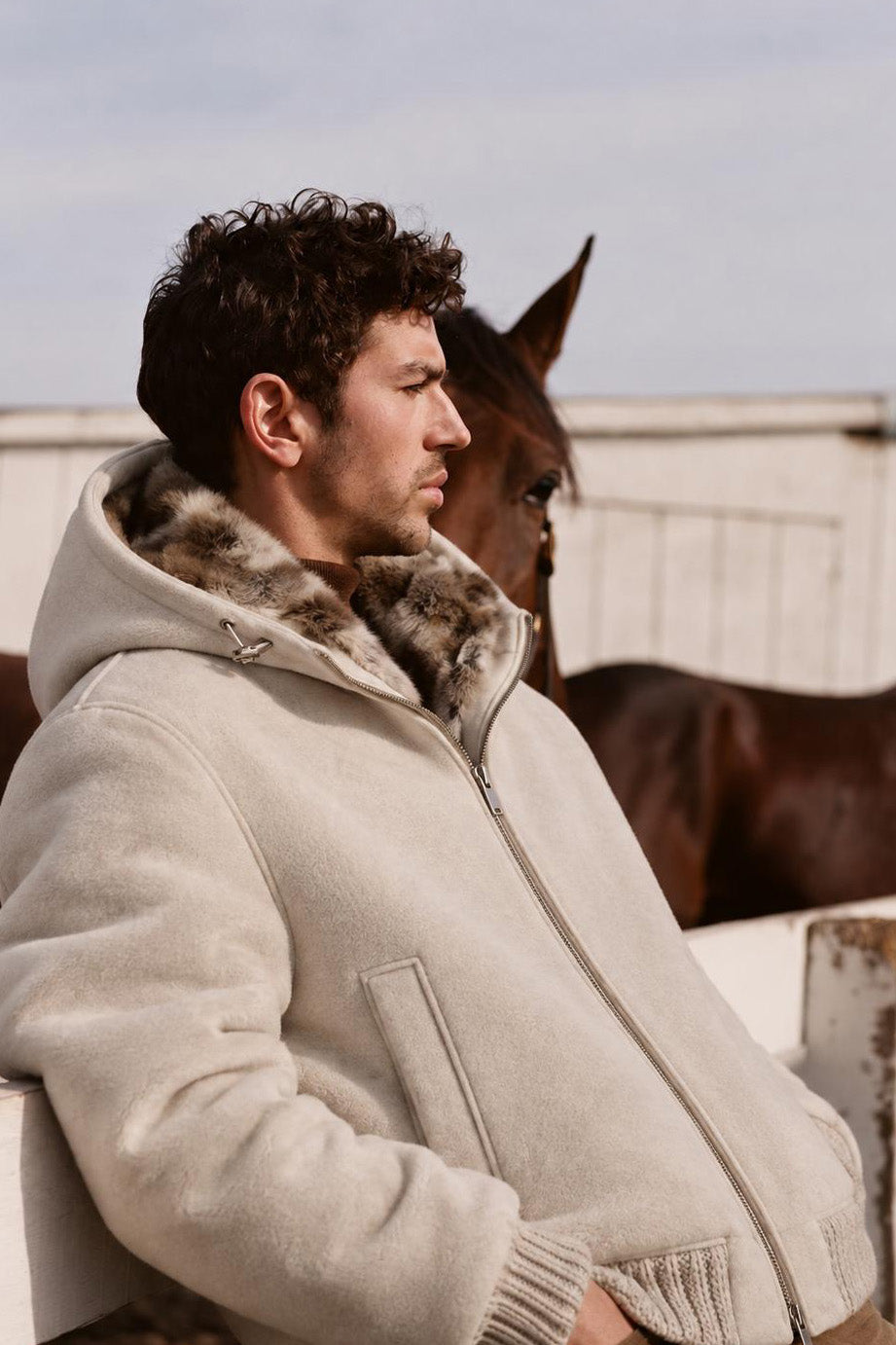 Alpi Men’s Alpaca Jacket with Hood - Natural White
