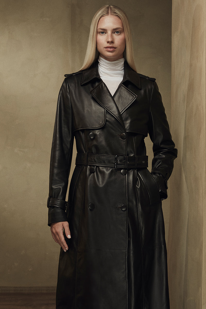leather dress coat women Kenneth Cole