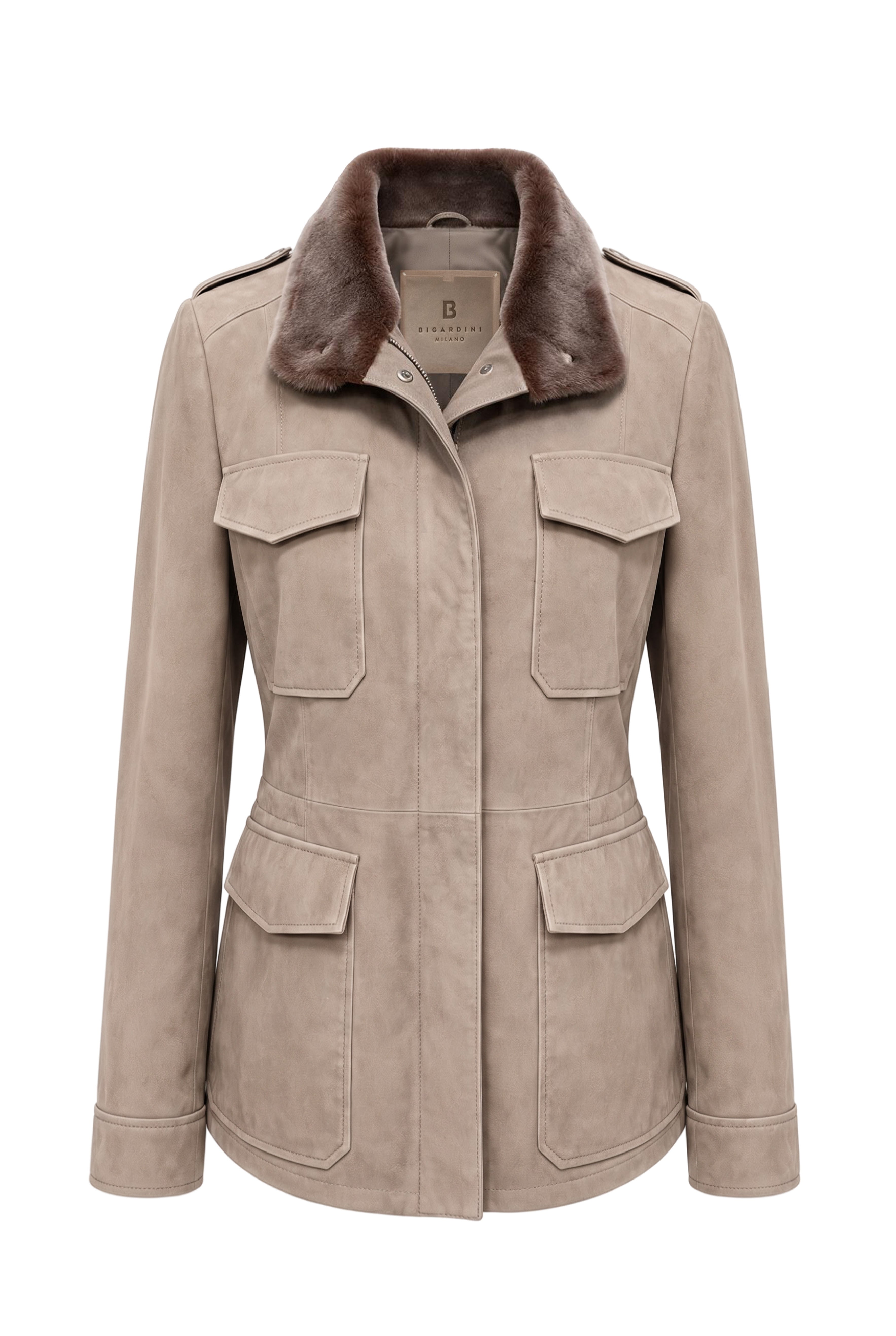 Lucilla Women’s Safari Jacket with Shearling Collar - Vison
