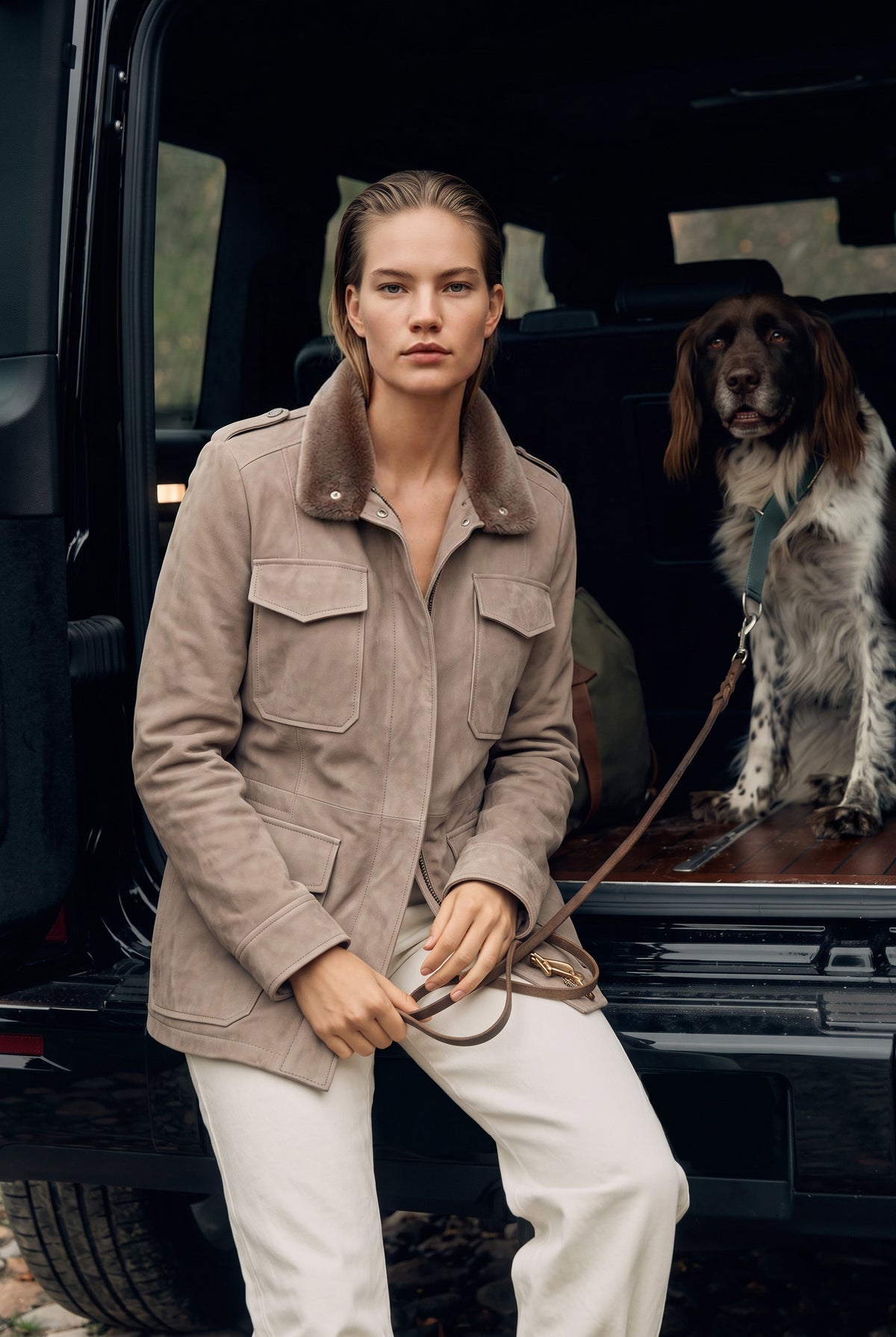 Lucilla Women’s Safari Jacket with Shearling Collar - Vison
