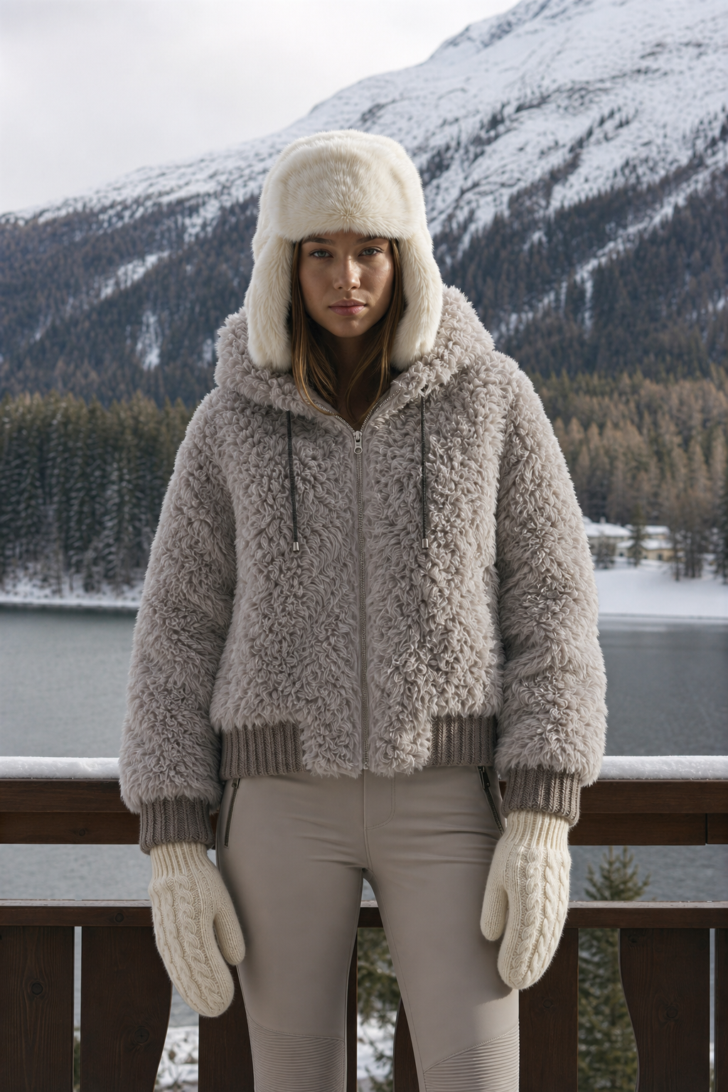Danica Women's Oversize Reversible Shearling Jacket - Rhino Gray