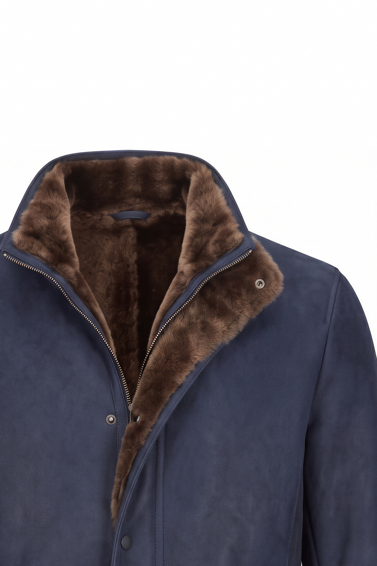Montel Shearling-Lammfellmantel – Marineblau