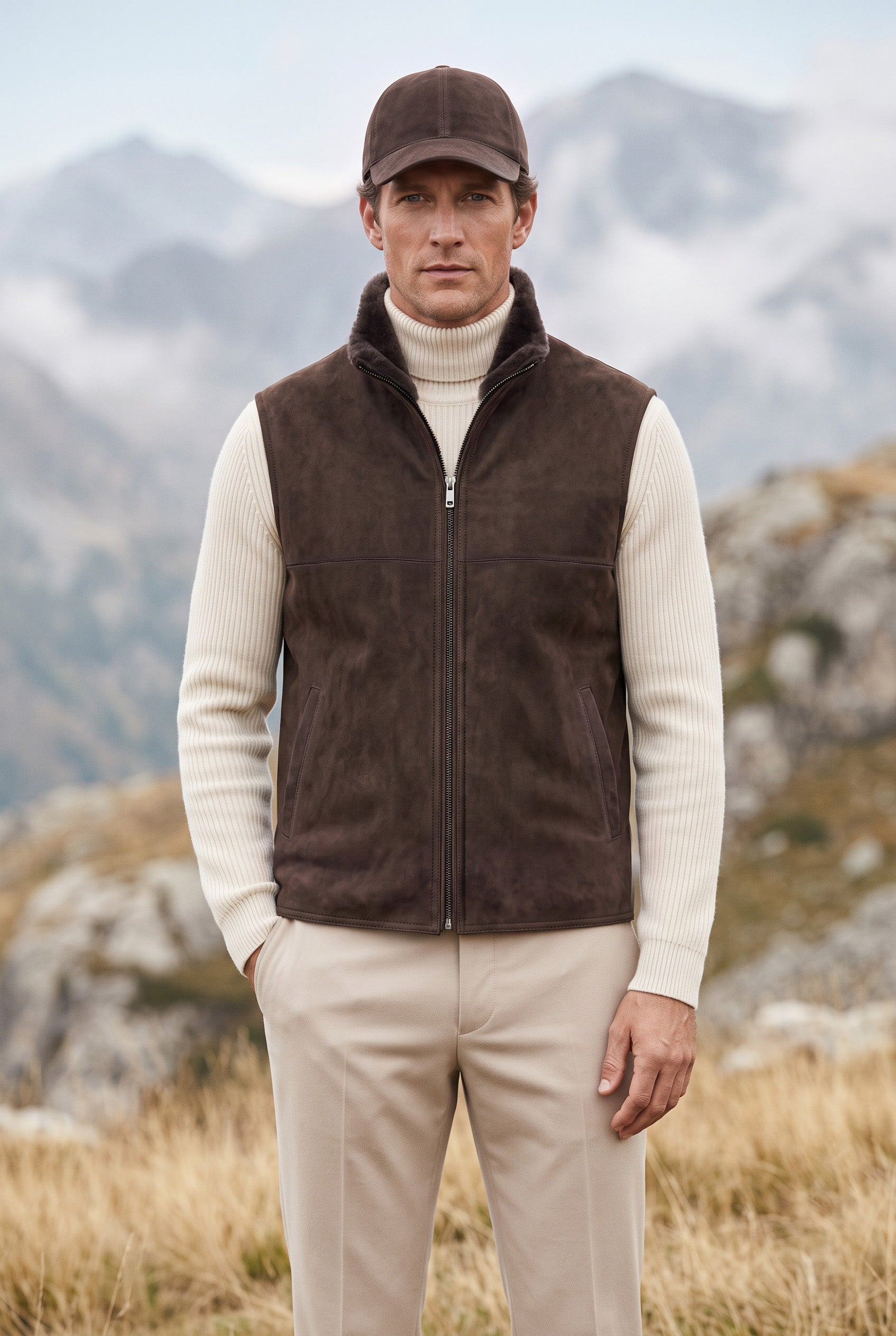 <tc>Sam Gilet pour Homme en Shearling - Marron</tc>