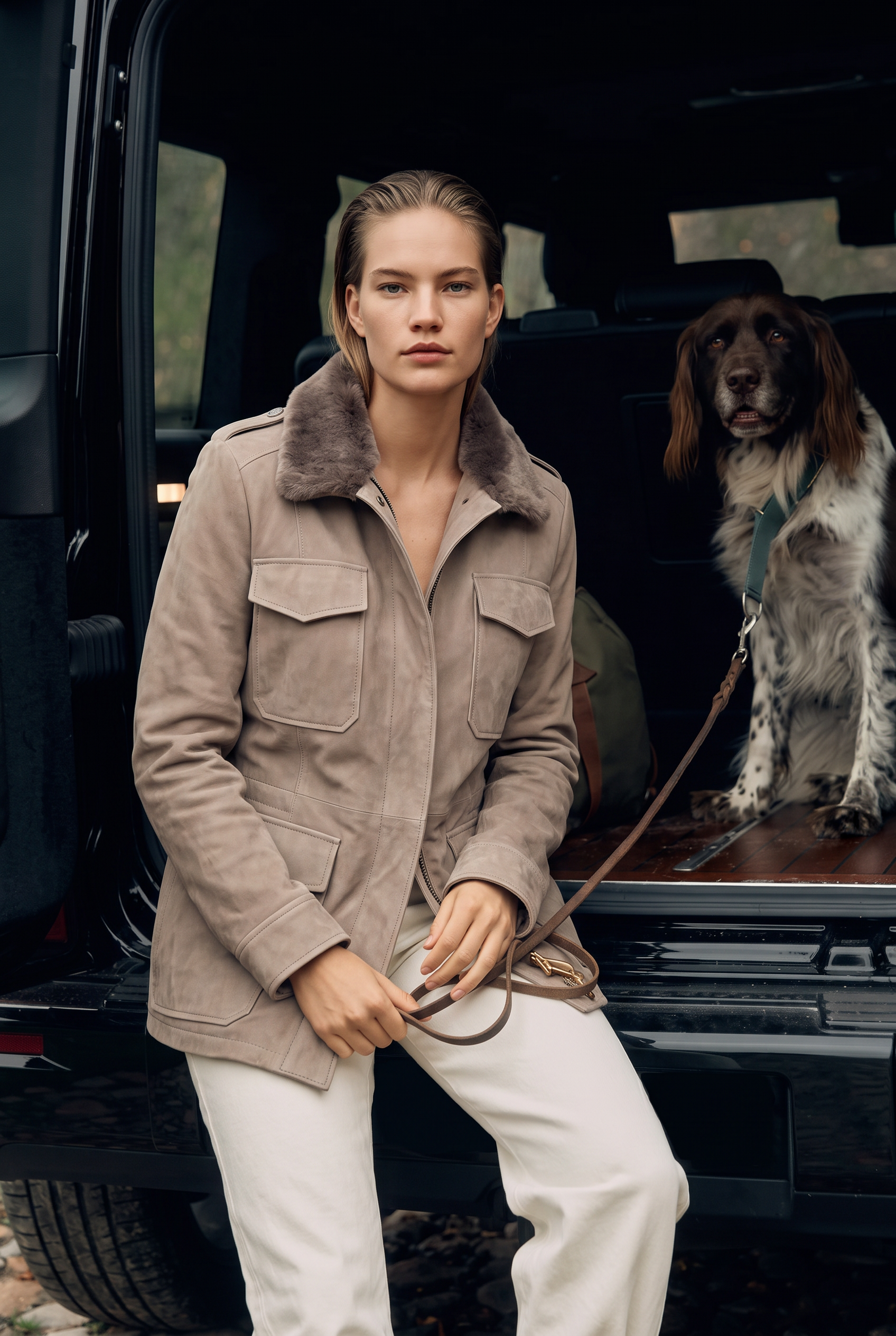Lucilla Women’s Safari Jacket with Shearling Collar - Vison