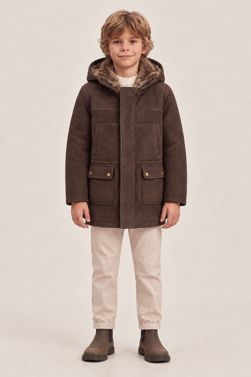 Jack Boys Toscana Shearling Parka - Brown