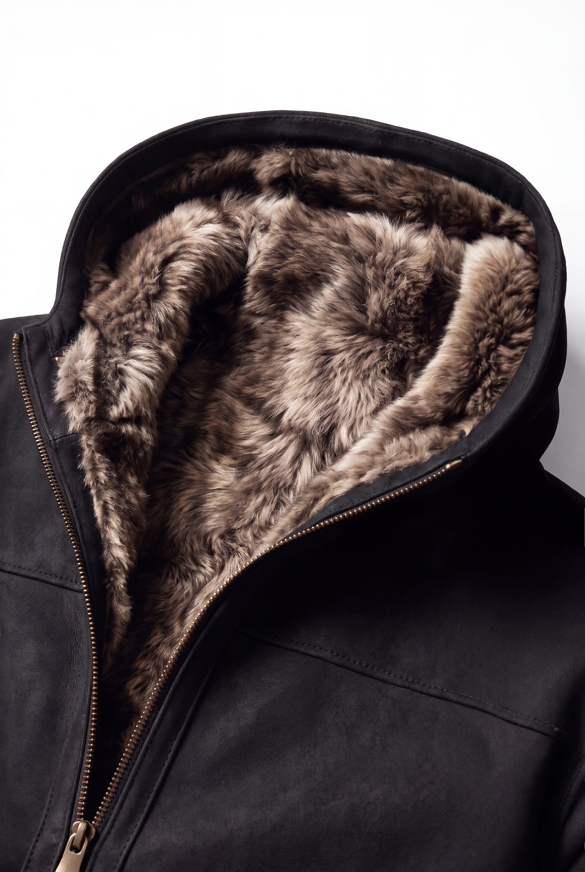 Carlo Toscana Shearling Jacket with Hood - Black Montana