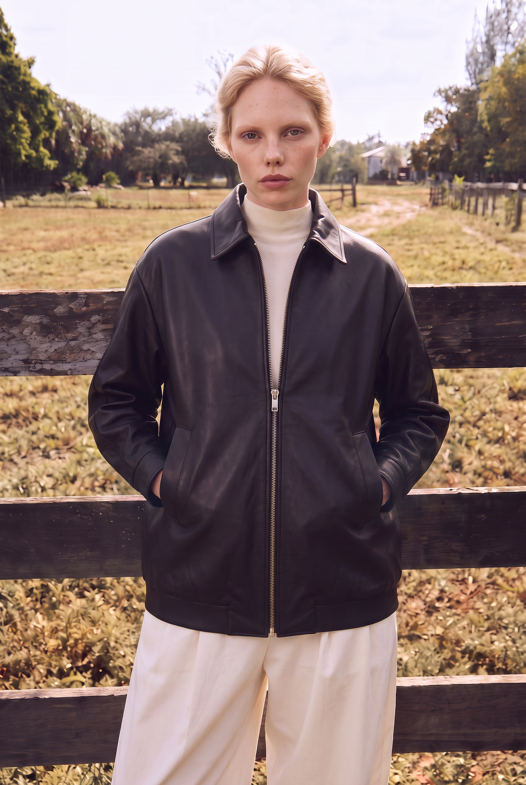 Куртка Eli Unisex Oversize Waterproof Leather Jacket - Черный