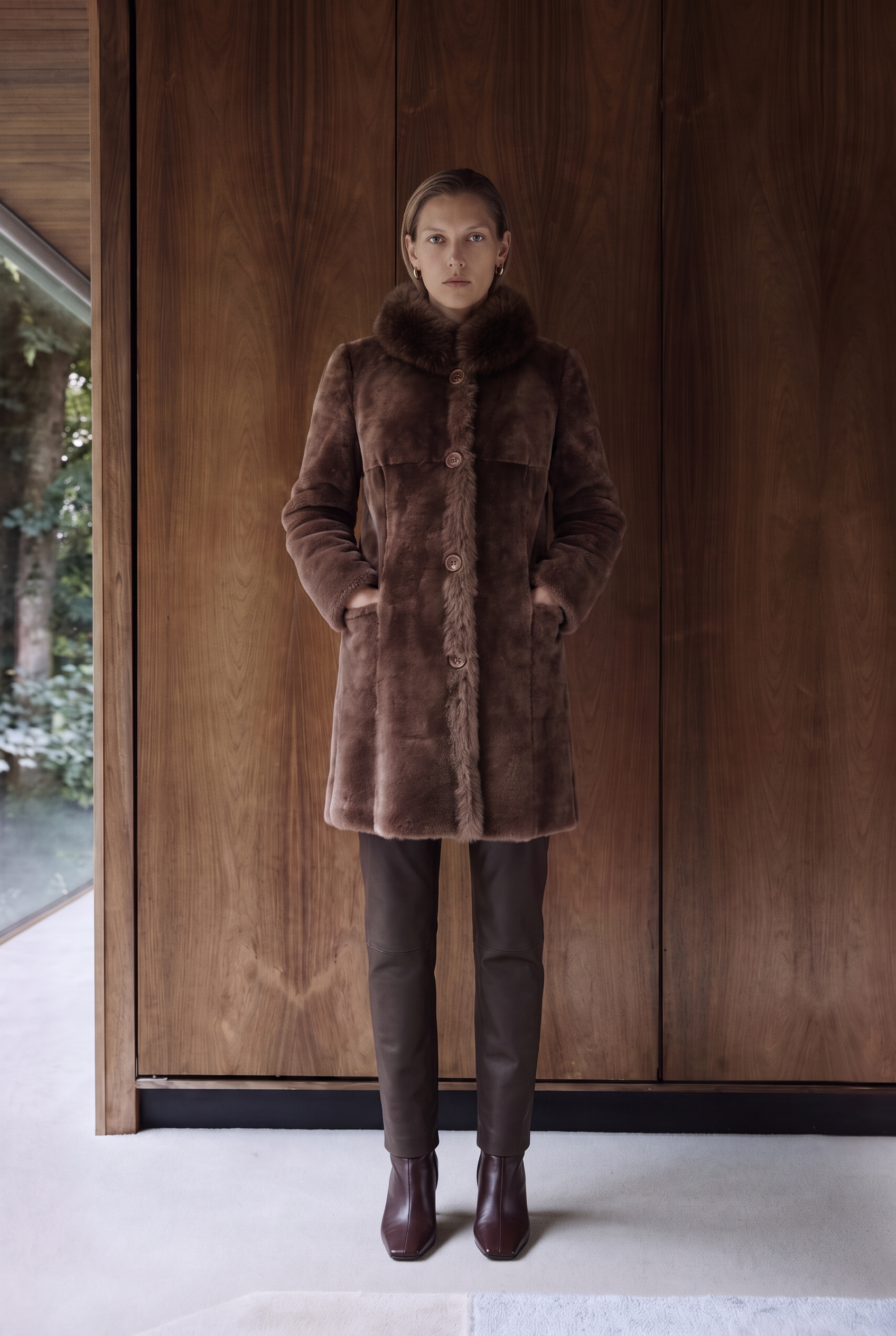 Vega Women’s Reversible Shearling Sheepskin Coat - Milk Brown