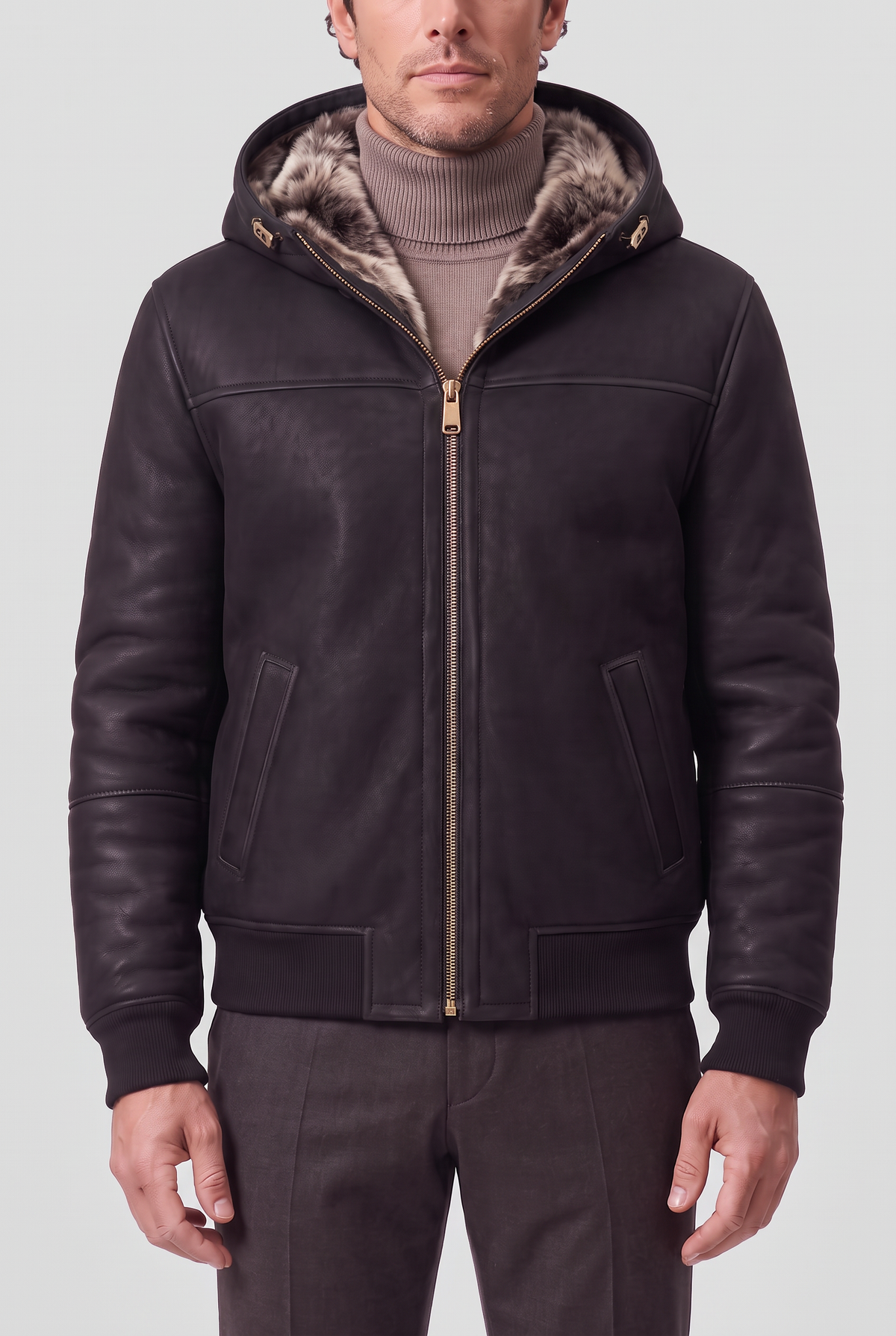 Carlo Toscana Shearling Jacket with Hood - Black Montana