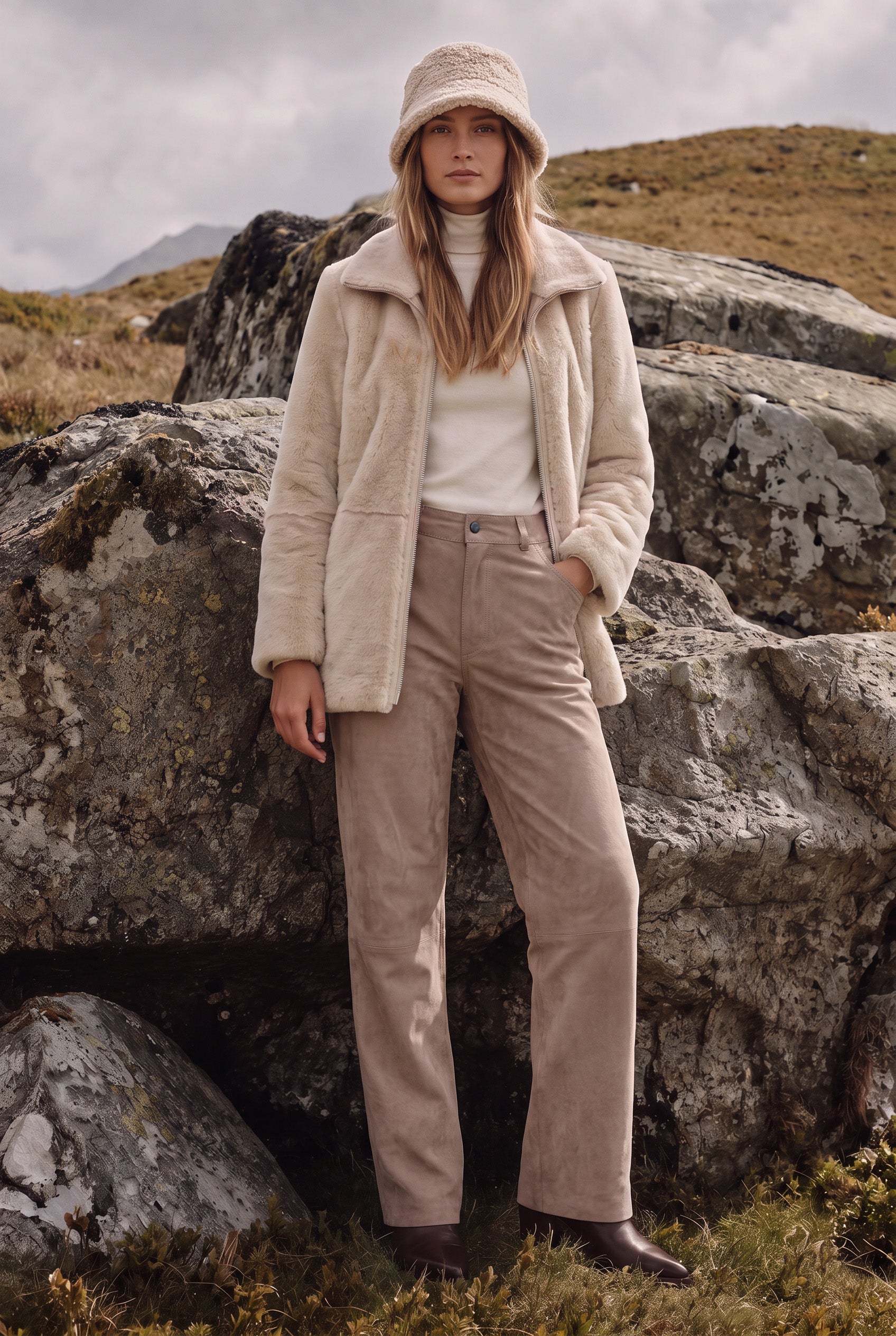 <tc>Zalina Veste Réversible en Peau Lainée - Blanc Naturel</tc>