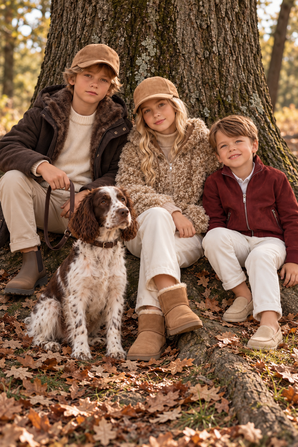 Giacca in pelle scamosciata reversibile Flora Boys - Bordeaux