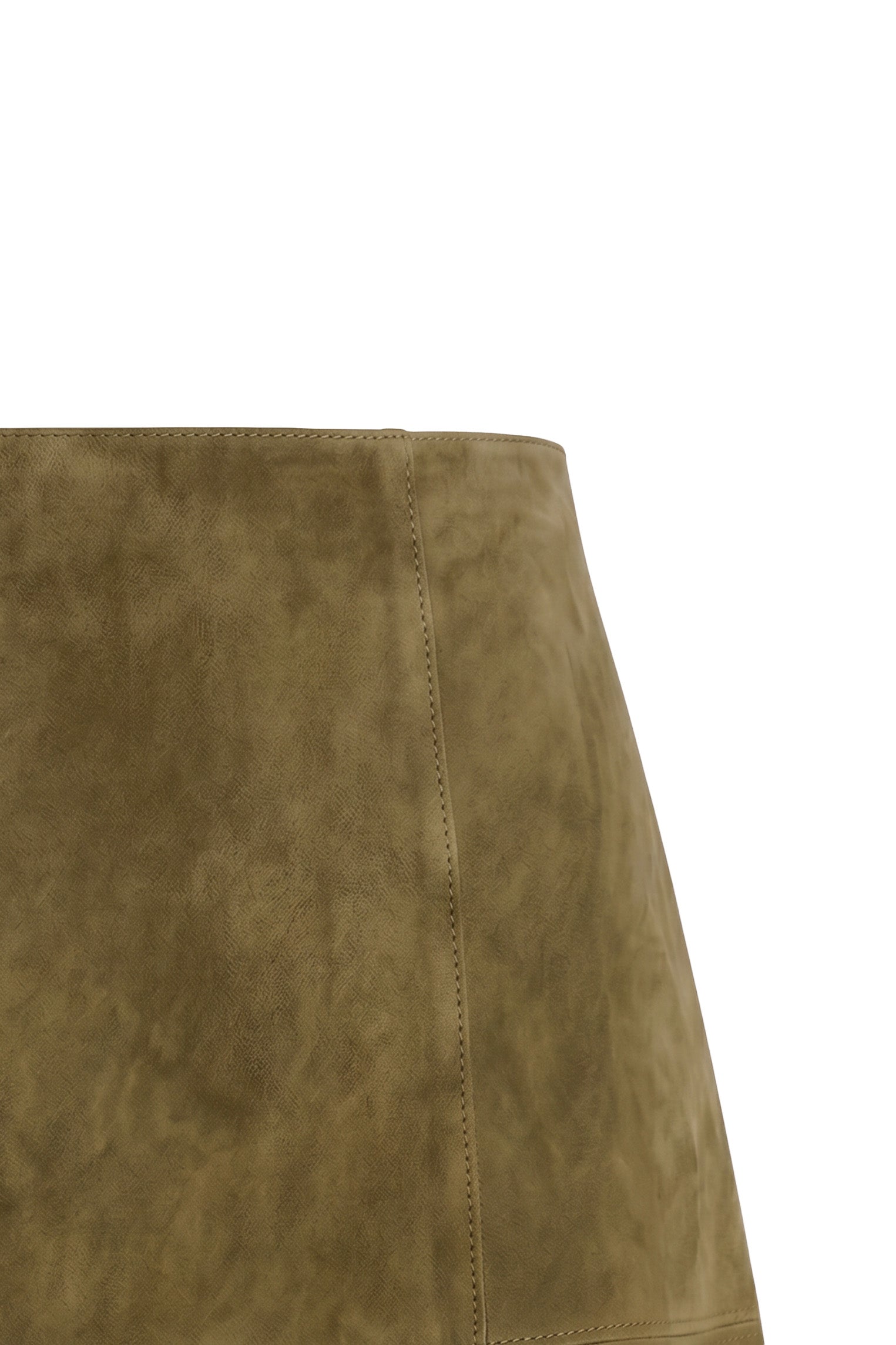 Talia Women’s Suede Leather Midi Skirt - Safari