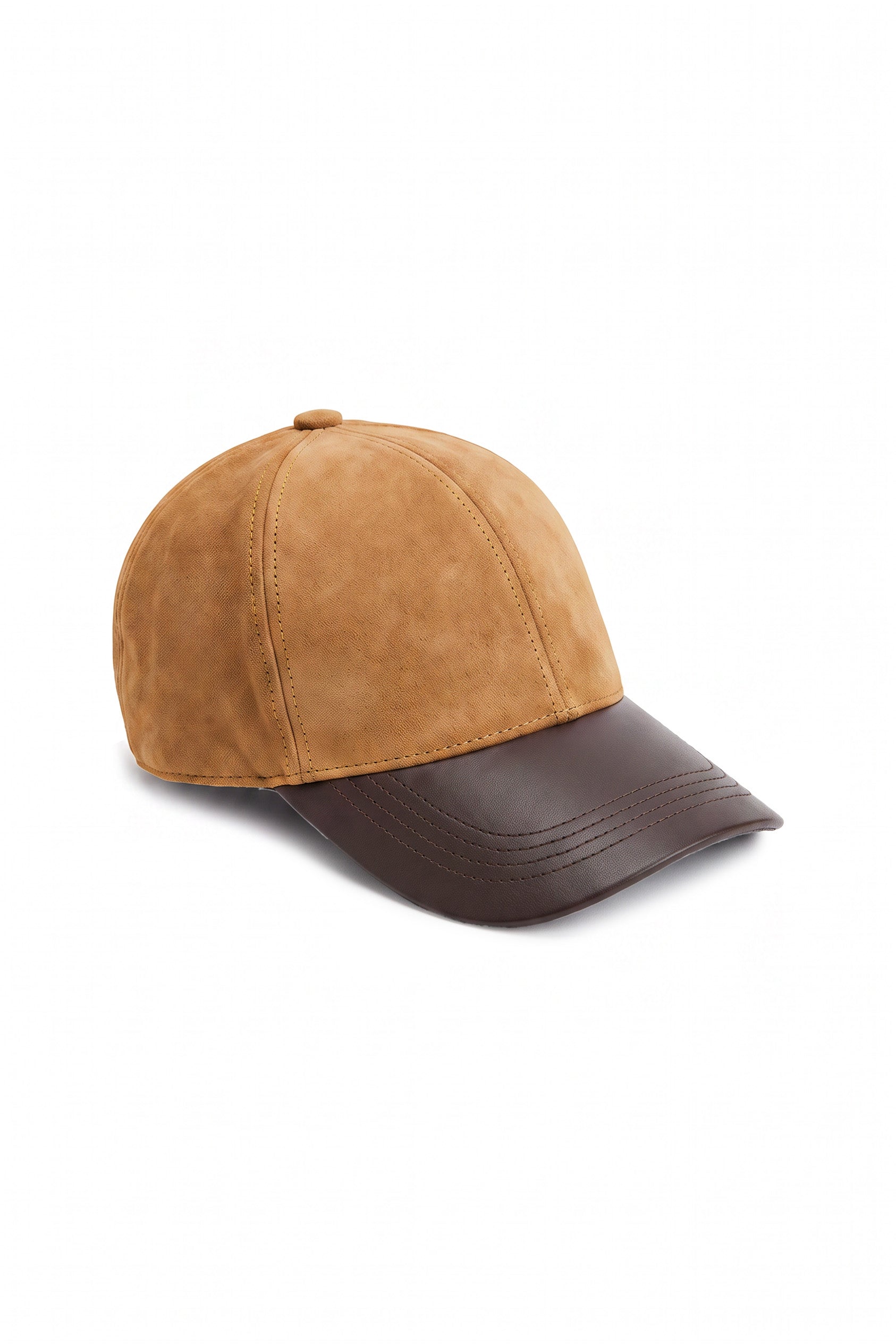 Zen Unisex Suede Baseball Cap - Caramel & Brown
