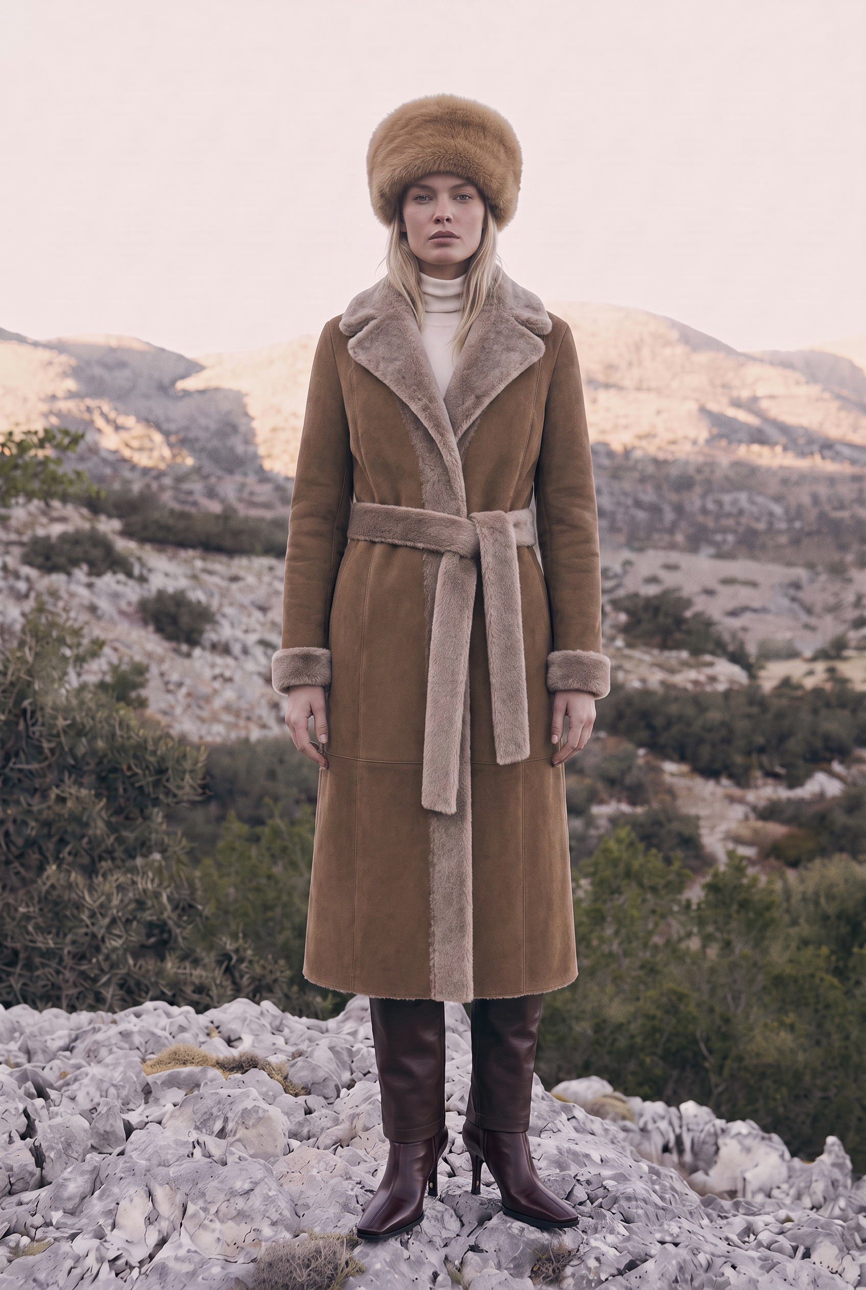 <tc>Tosca Manteau Réversible en Peau Lainée - Tabac</tc>
