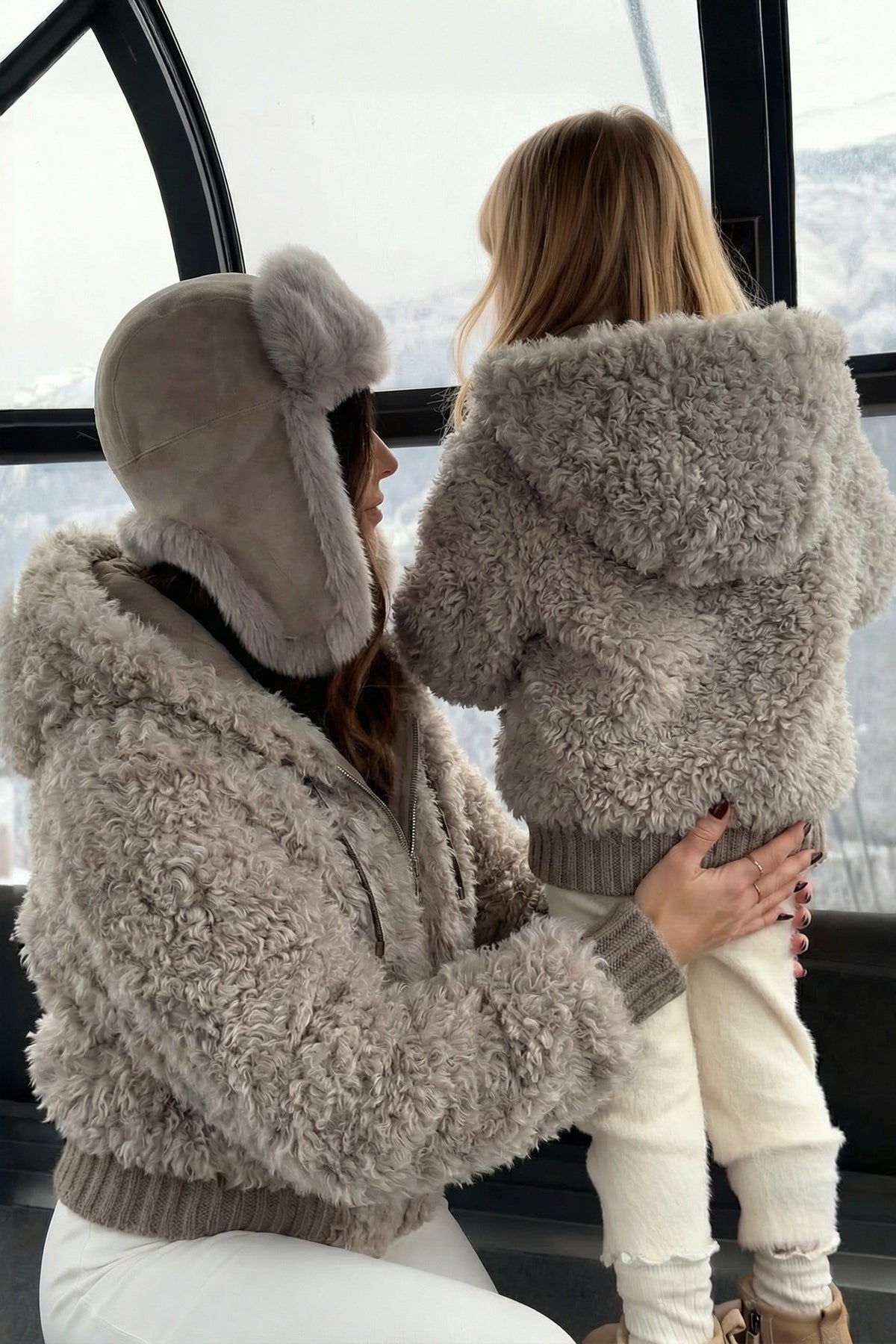 Danica Mädchen Oversize Wendbarer Shearling Jacke – Grau