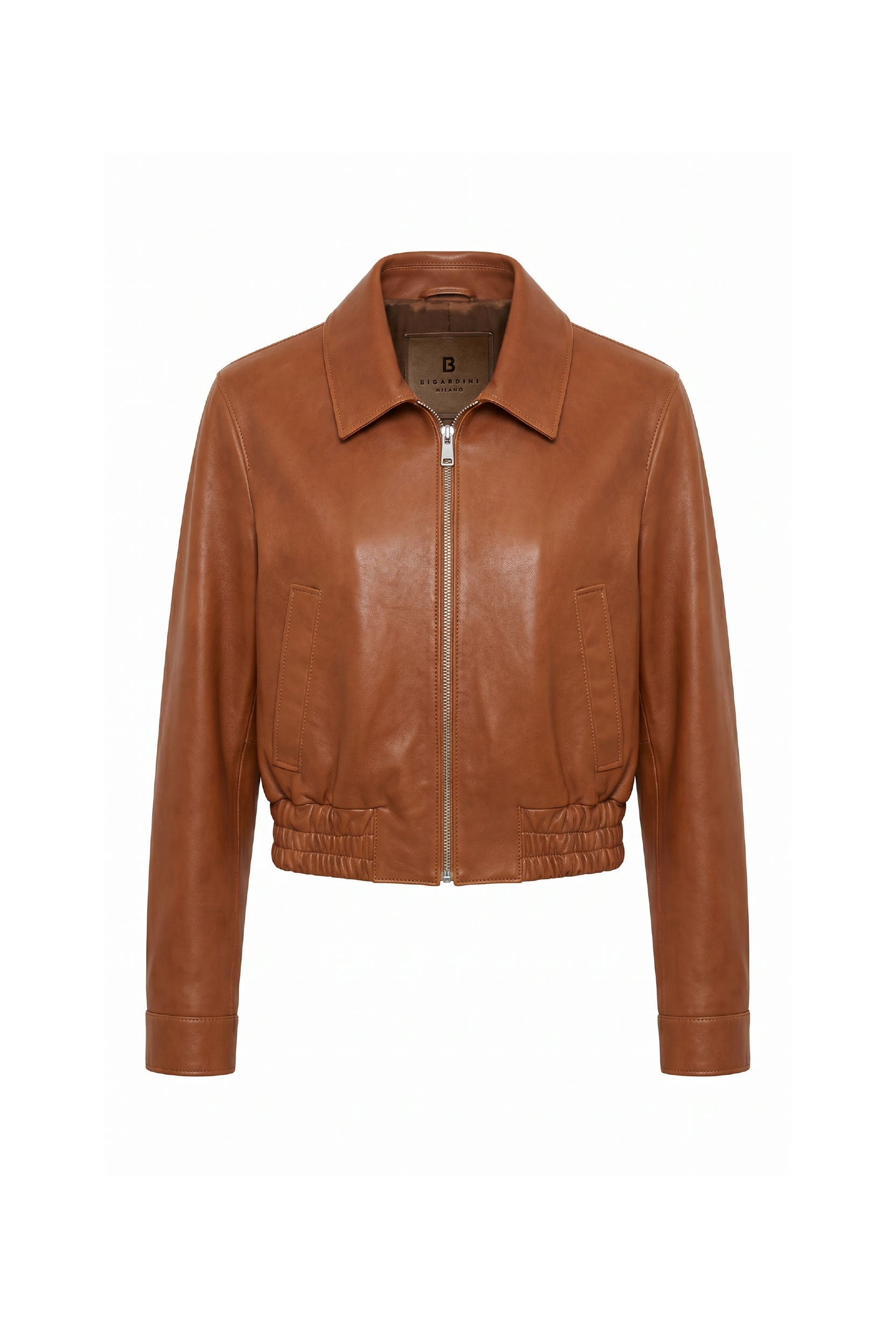 Verona Women’s Cropped Leather Jacket - Cognac