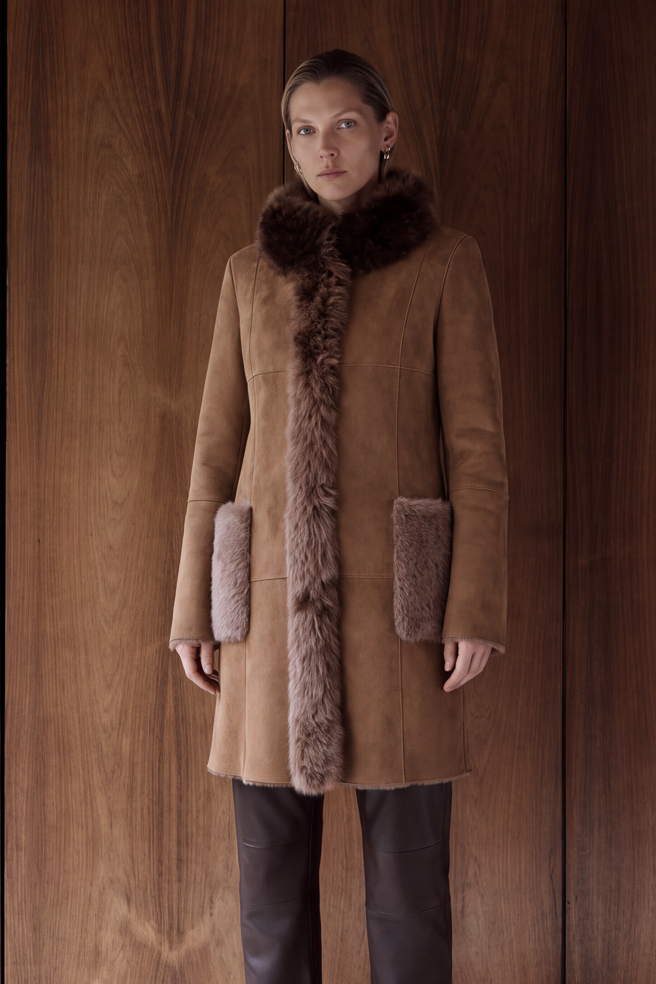 Vega Women’s Reversible Shearling Sheepskin Coat - Milk Brown