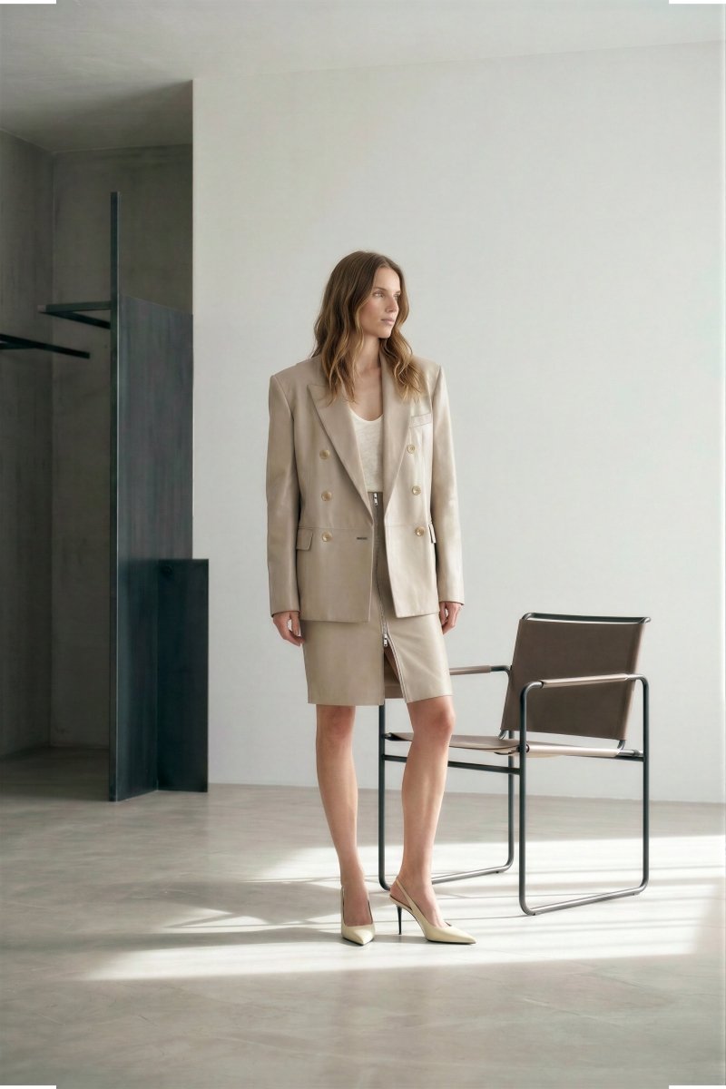 Aless Women’s Oversize Blazer Jacket - Beige - Bigardini