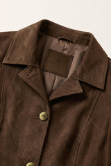 Amelia Women’s Suede Short Jacket - Milk Brown - Bigardini