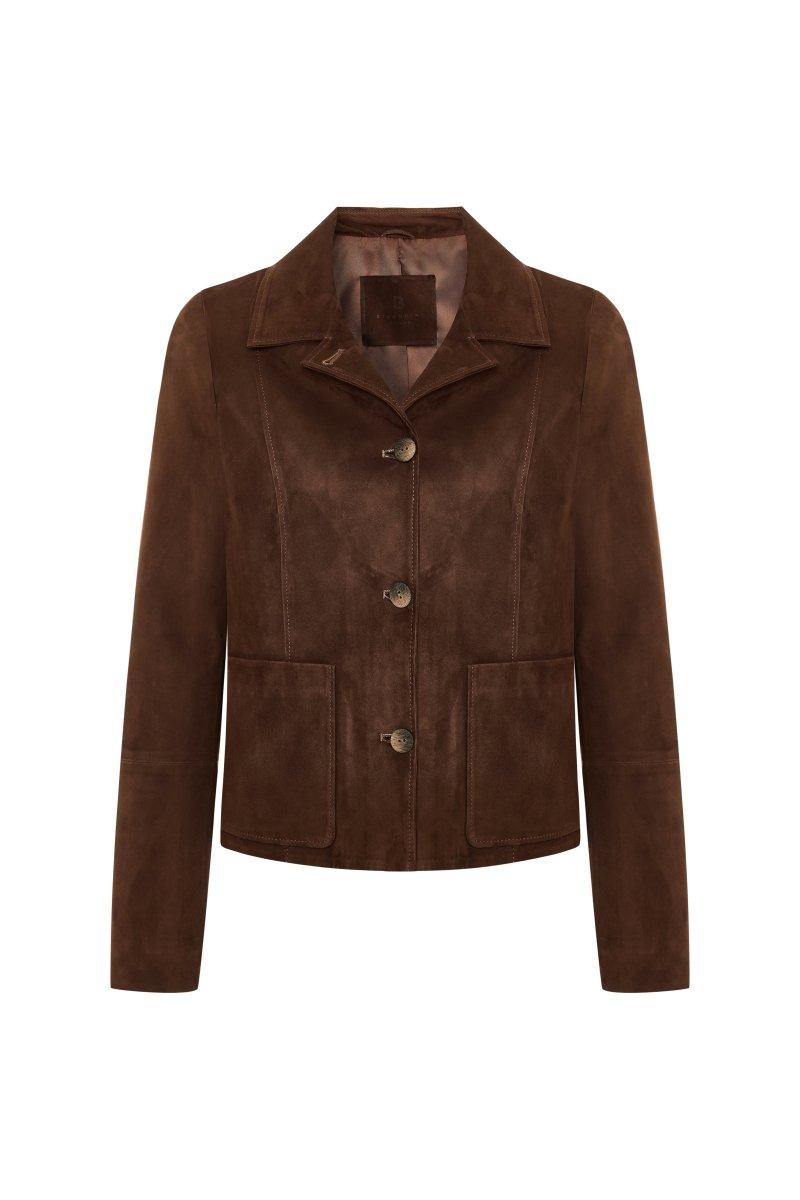 Amelia Women’s Suede Short Jacket - Milk Brown - Bigardini