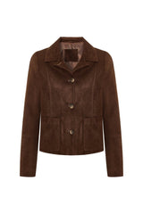 Amelia Women’s Suede Short Jacket - Milk Brown - Bigardini