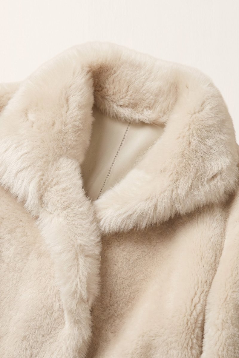 Amira Women’s Reversible Shearling Sheepskin Coat - Cream - Bigardini