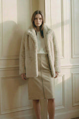 Amira Women’s Reversible Shearling Sheepskin Coat - Cream - Bigardini