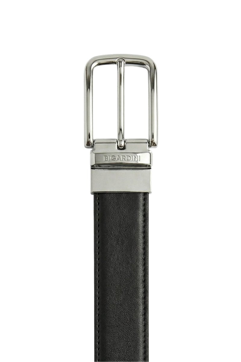 Andalus Unisex Reversible Leather Belt - Black - Bigardini
