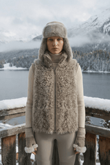 Aria Women’s Reversible Shearling Vest - Smoke Gray - Bigardini