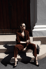 Ava Women’s Low - Waist Suede Leather Trousers - Milk Brown - Bigardini