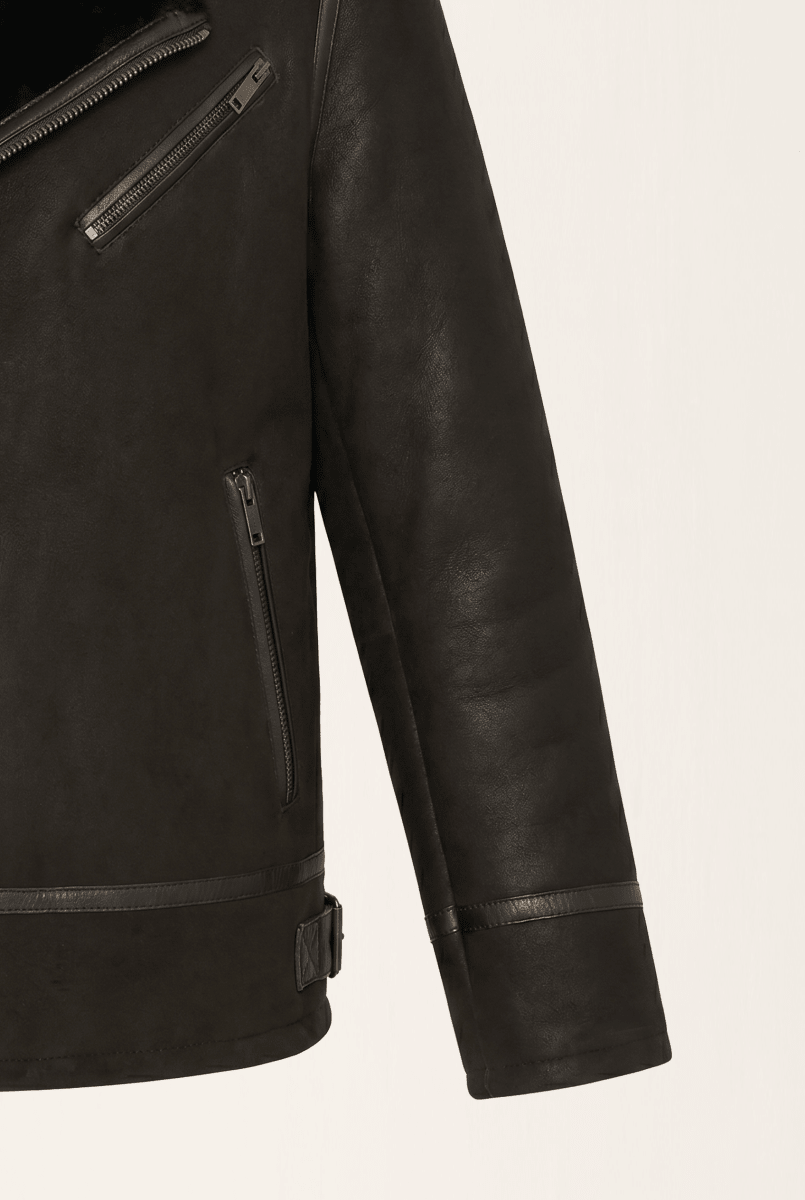 Chiara Women's Shearling Sheepskin Jacket - Black - Bigardini