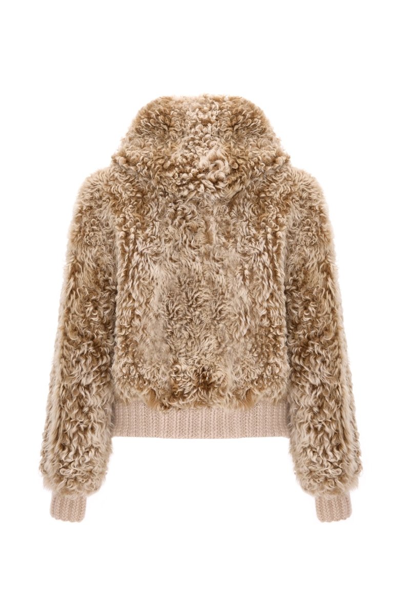 Danica Women's Oversize Reversible Shearling Jacket - Camel - Bigardini