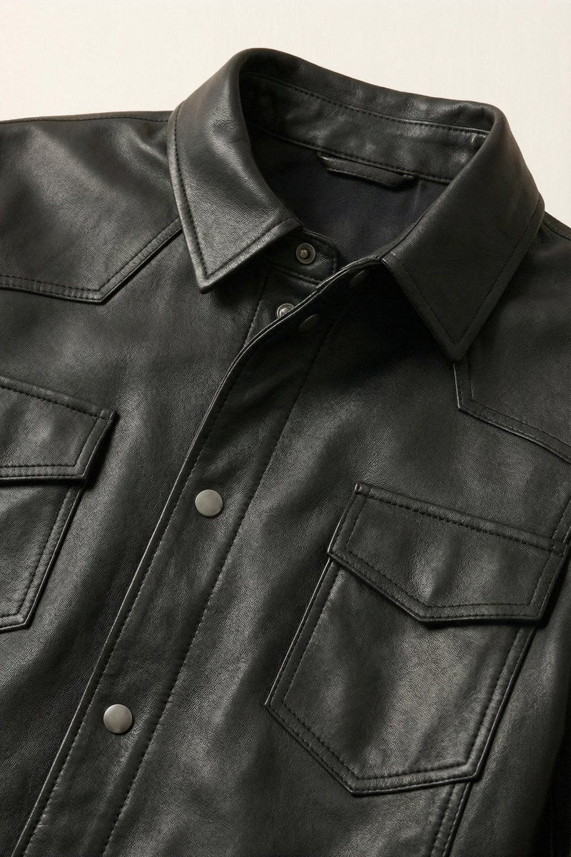 Dash Men's Leather Shirt - Black - Bigardini