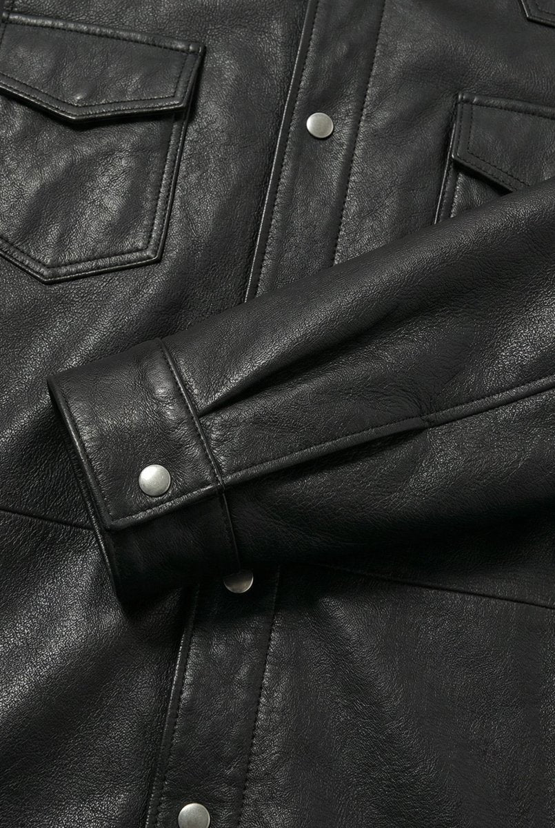 Dash Men's Leather Shirt - Black - Bigardini