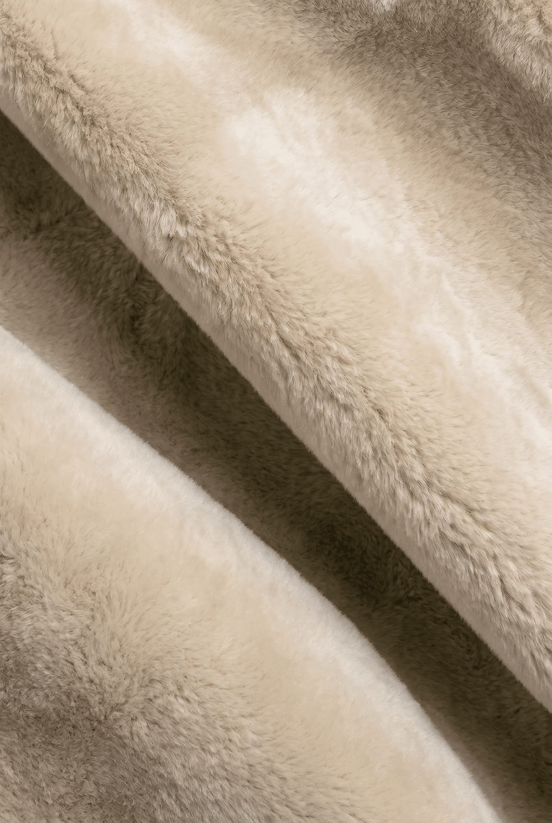 Estelle Women’s Curly Shearling Coat - Taupe Beige - Bigardini