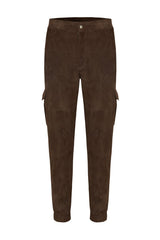 Florian Men’s Suede Leather Cargo Pants - Brown - Bigardini