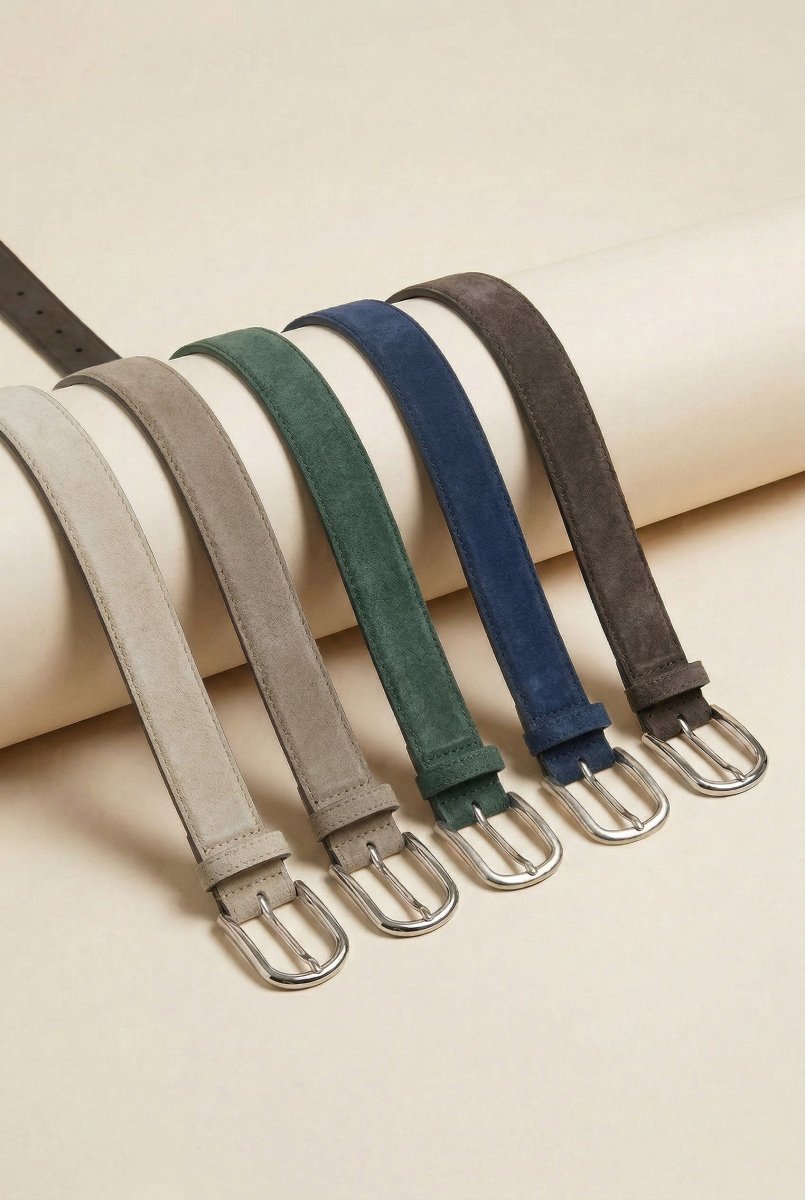 Genova Unisex Suede Leather Belt - Green - Bigardini