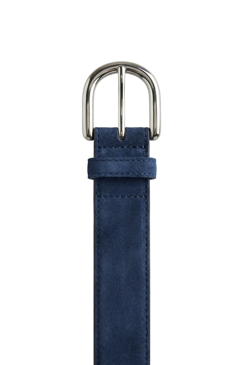 Genova Unisex Suede Leather Belt - Navy Blue - Bigardini