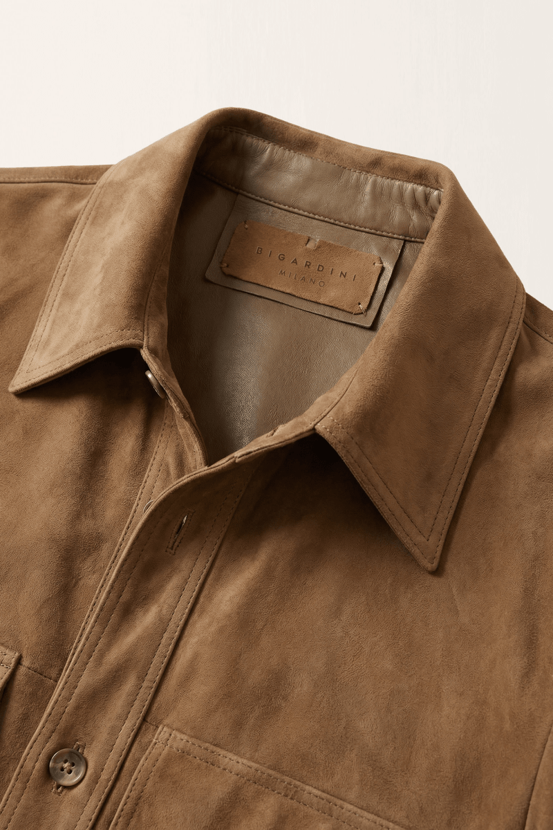 Gia Women’s Belted Suede Oversize Shirt - Camel - Bigardini
