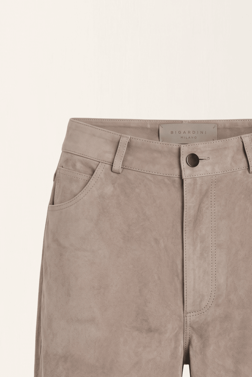 Helene Women's Wide - Leg Nubuck Leather Trousers - Vison - Bigardini