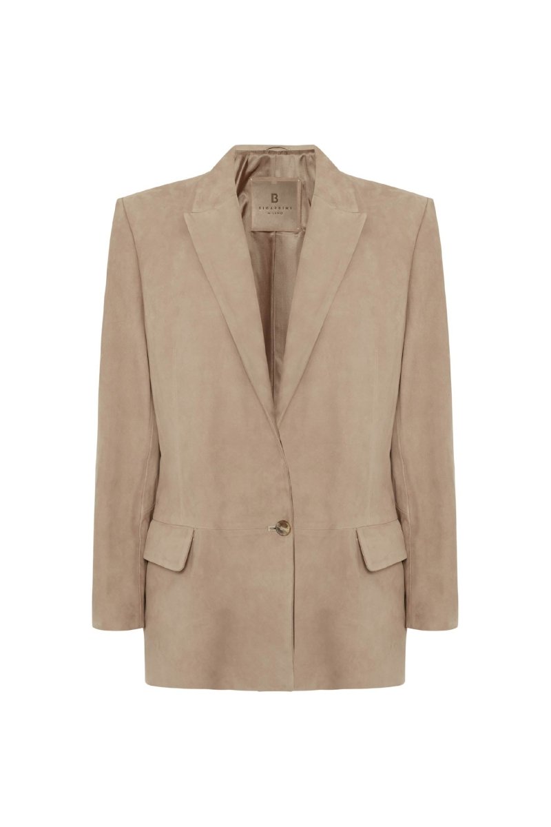 Ilaria Women's Nubuck Oversize Blazer Jacket - Vison - Bigardini