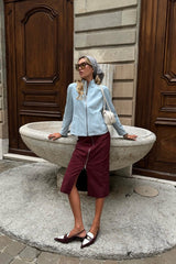 Kate Women’s Reversible Short Jacket - Sky Blue - Bigardini