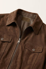 Lana Women’s Suede Jacket - Milk Brown - Bigardini