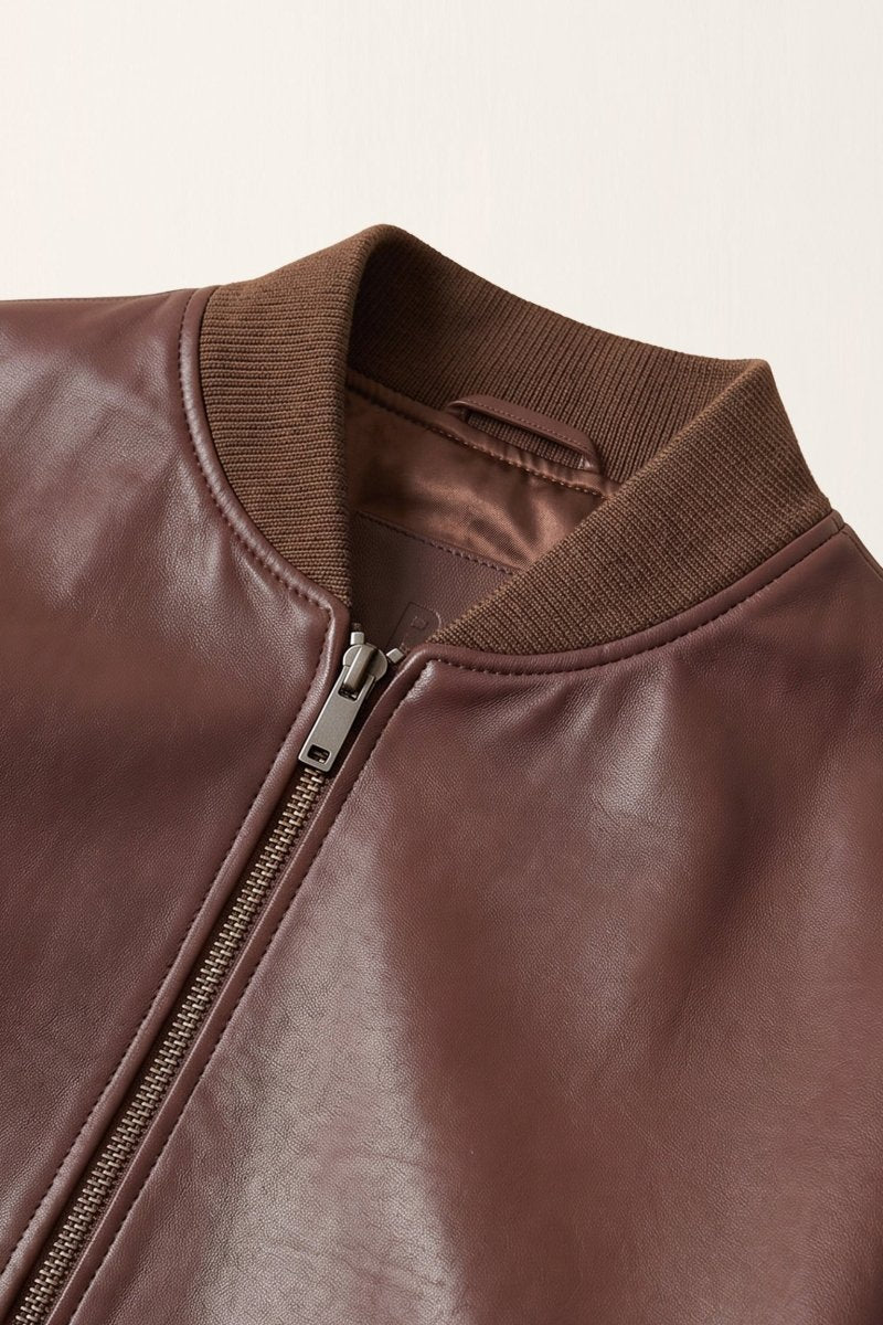 Lea Women's Oversize Bomber Leather Jacket - Cognac - Bigardini