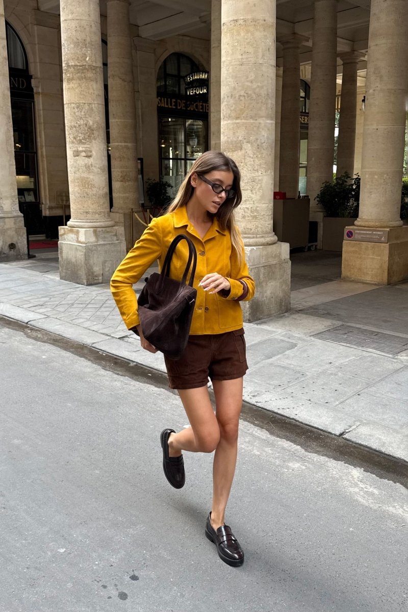 Leonie Women’s Suede Shorts - Milk Brown - Bigardini