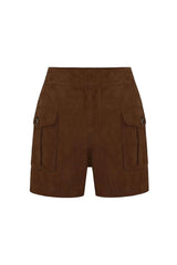 Leonie Women’s Suede Shorts - Milk Brown - Bigardini