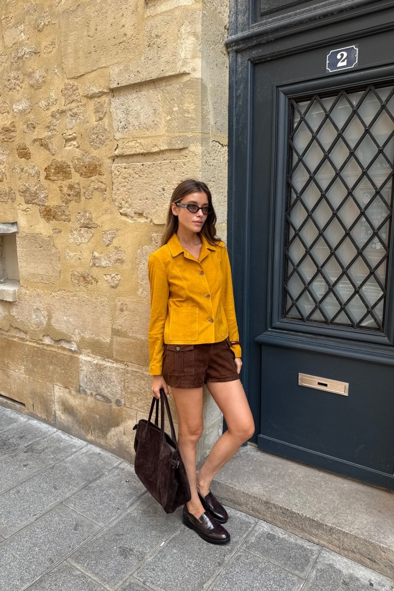 Leonie Women’s Suede Shorts - Milk Brown - Bigardini